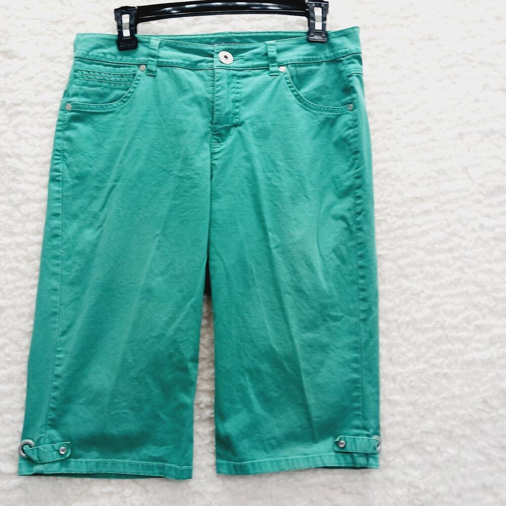 Shorts Bermuda Teal Green Brady Capri Boho Casual Coastal Grandma Resort Size 4